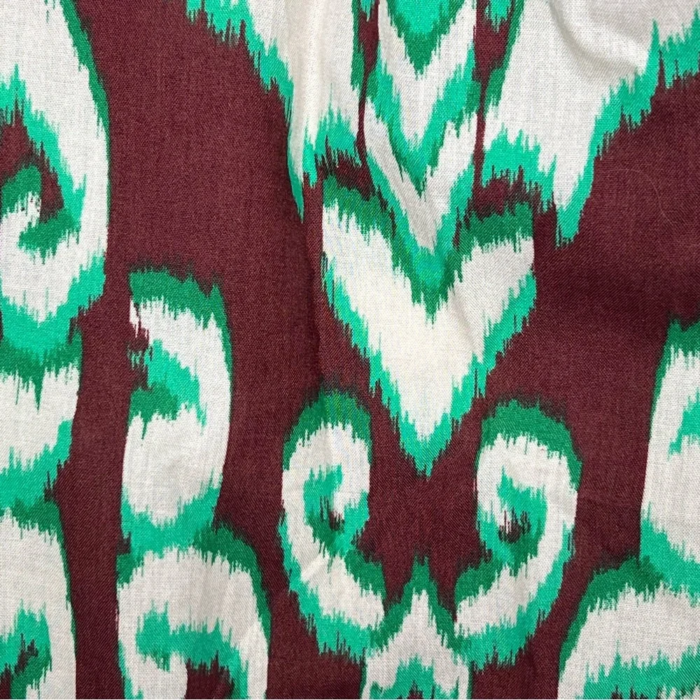 New Zara Selena Cotton Tropical Wide Flare Pant Midrise Green Brown Boho Large - Picture 5 of 10